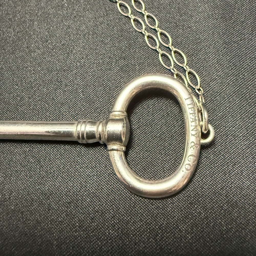 Tiffany & Co Sterling Silver Large Key Pendant Charm Long Necklace - Picture 6 of 9